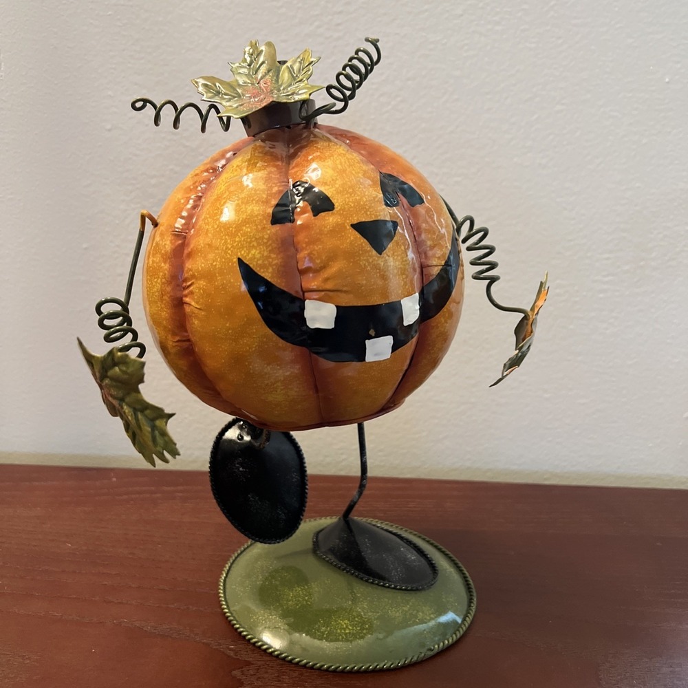 Metal Spring Bobble Wobble PUMPKIN Jack O Lantern  Halloween Fall Decor